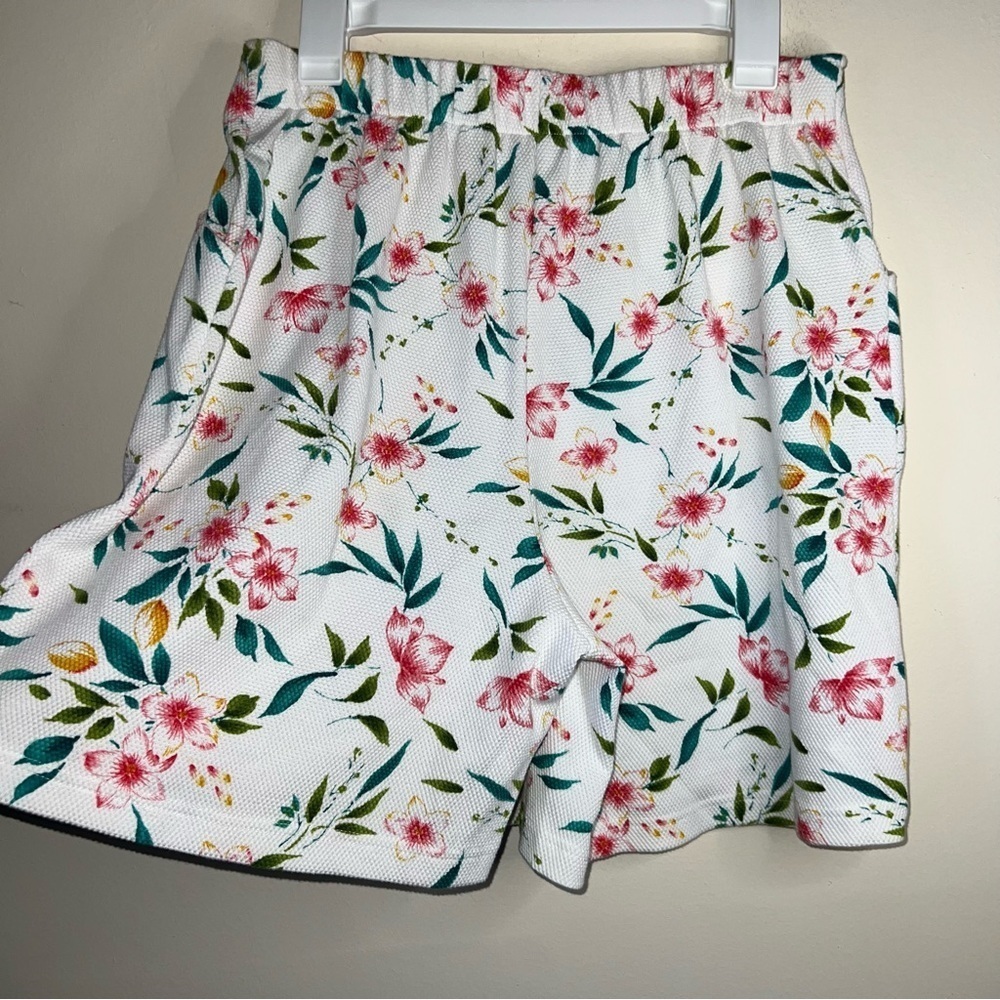 Dress Barn White Floral Button-Front Skort with Pink & Green Print - Picture 6 of 11